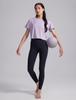 [CRZ YOGA] Women's Short-Sleeved Open-Back T-Shirt, Short Length, Loose Fit, Lilac/Lavender, Size S