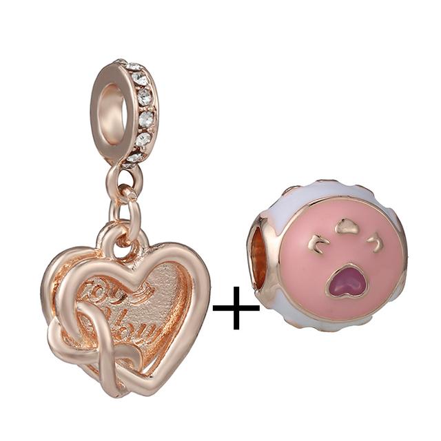 2pcs /Lot New Trend Crown Feather Zircon Hollow Leaves Beads Fit Original Brand Charms Silver Color Bracelets Women Diy Jewelry