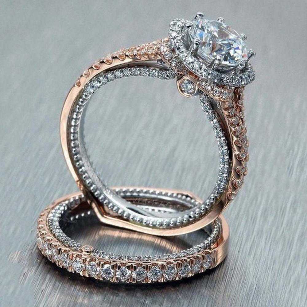 

Vintage Rose Gold Filled Ring Wedding Bridal Women Jewelry
