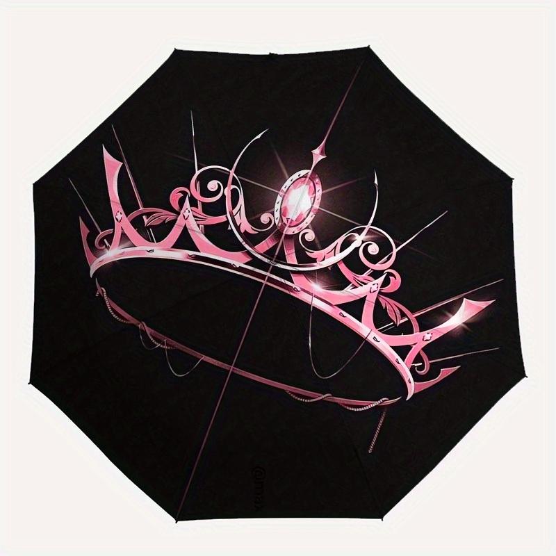 1pc Pink Royal Crown Sparkle Design Umbrella with Plastic Handle,Suitable for All Seasons Home Travel Outdoor UmbrellaM1124