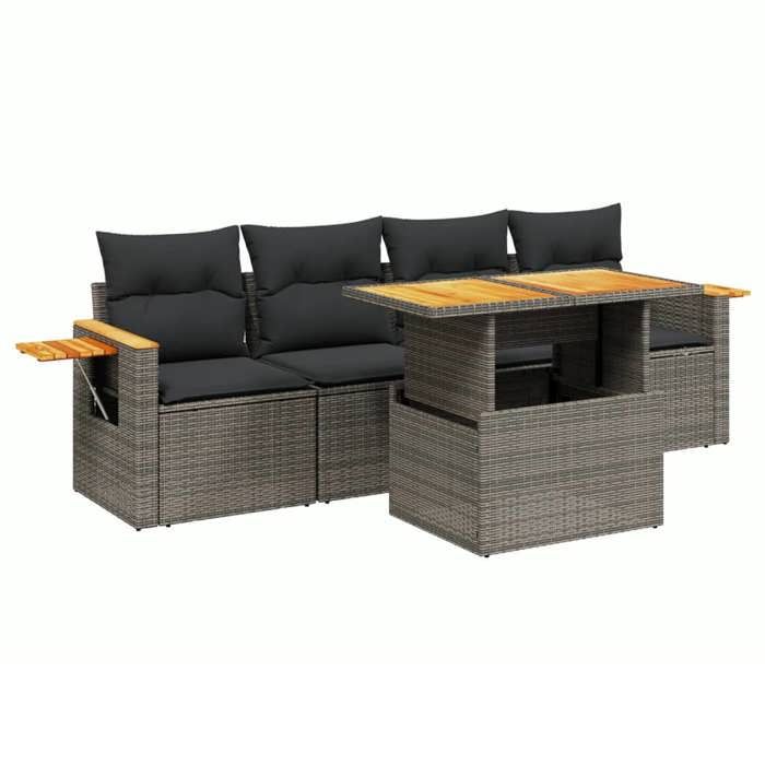 VidaXL Garden Lounge Set with Cushions 5 Pcs, Patio Sofas, Patio Furniture Set, Outdoor Furniture, Grey 3273398