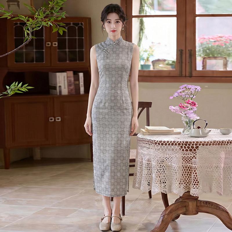 Sleeveless national style new Chinese daily Suzhou long cheongsam improved young 1011 new women's high sense summer