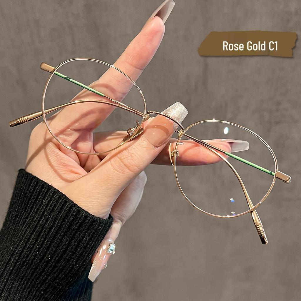 Women's High Power Compact Silver Wire Frame Glasses - Anti-Blue Light, Pure Titanium, Small Pupillary Distance, Ultralight 8807.