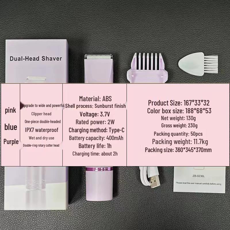 Dual-Head Women's Electric Epilator and Hair Trimmer