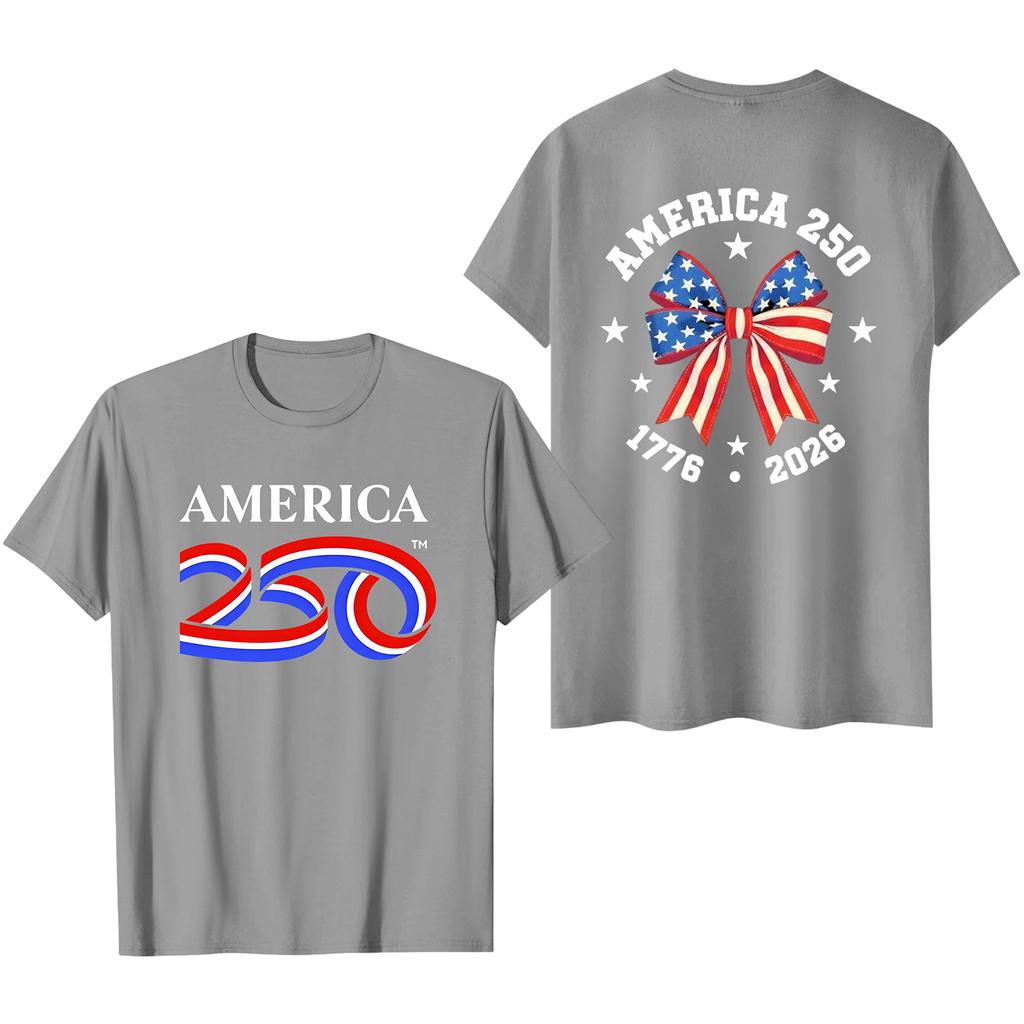 Men's Casual Short Sleeve T-Shirt Crew Neck Letter Print 250th Anniversary Commemorative Graphic Tee 1776 to 2026 Cotton Blend