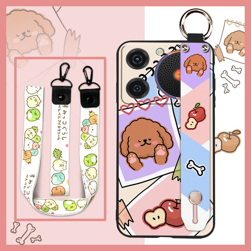 Silicone Wrist Strap Phone Case For ZTE Nubia Music Lanyard Durable Wristband Soft Case Ring Anti-knock Cartoon Cute