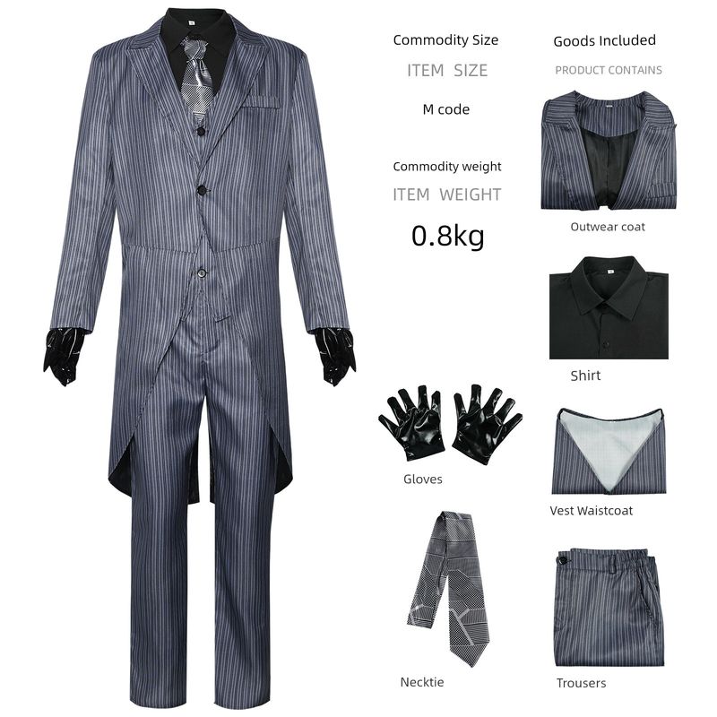 

Penguin Branch PROTONIC Костюм Косплей Мода Фильм Чаплин Ласточкин Хвост Серые Полосы Костюм Средней Длины Ролевая Игра Penguin Man XS