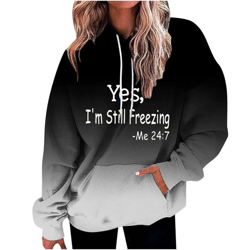 Womens Oversized Hooded Sweatshirt With 3D Print Long Sleeve Loose Fit Casual Top