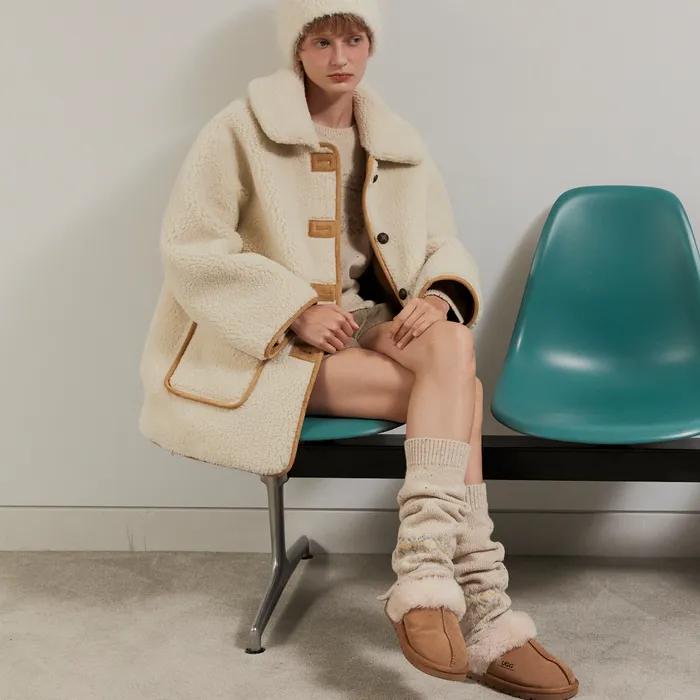 WOOL SILK BLENDED LEG WARMER_OATMEAL