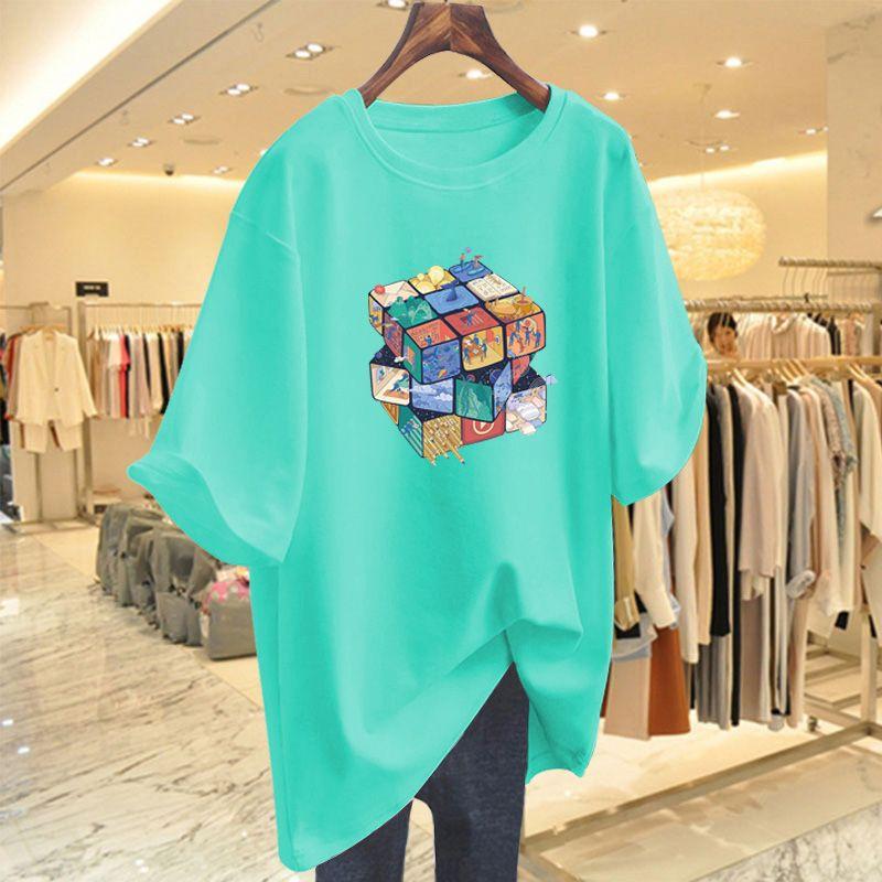 Dameskleding Mode Casual T-shirt met Korte Mouwen Zomer Print Ronde Hals Top Dames Nieuwe Stijl Zacht Comfort Katoenen Pullover