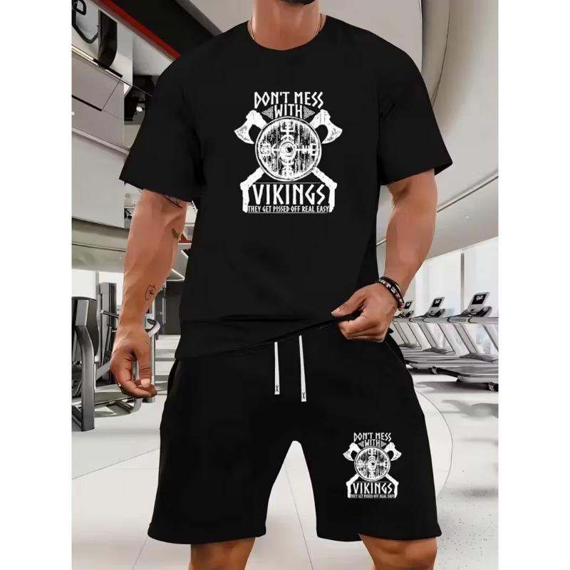 

Trendy Men s T-shirt Shorts 2-piece Set 2025 New Men s T Shirt Suit Plus Size Short Sleeve Tee Drawstring Side Pocket Shorts Set 6XL