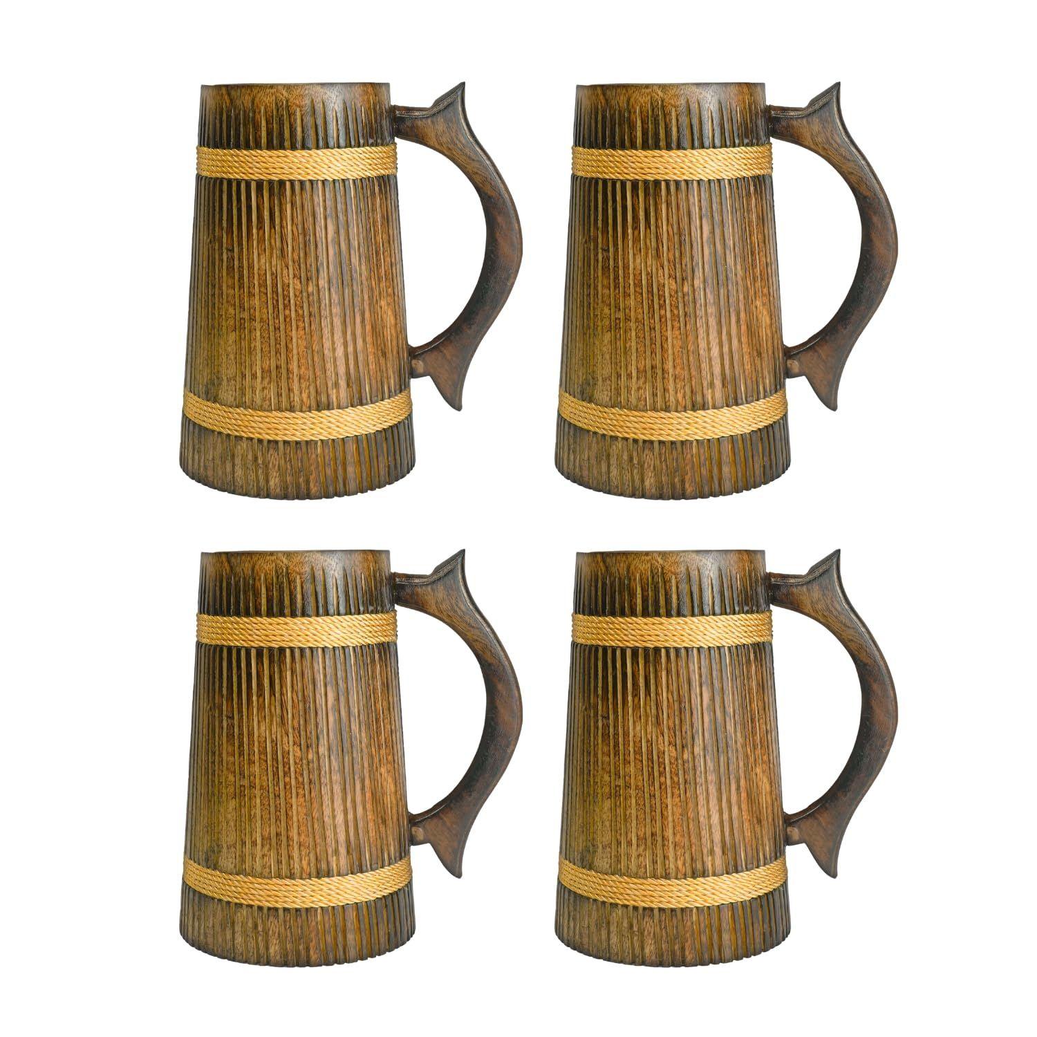 

Деревянная пивная кружка, дерево манго с отделкой шишам, в стиле бочки, легкая и прочная, для крафтового пива, домашнего бара, кафе, вечеринки, подарок (Пакет из 4)