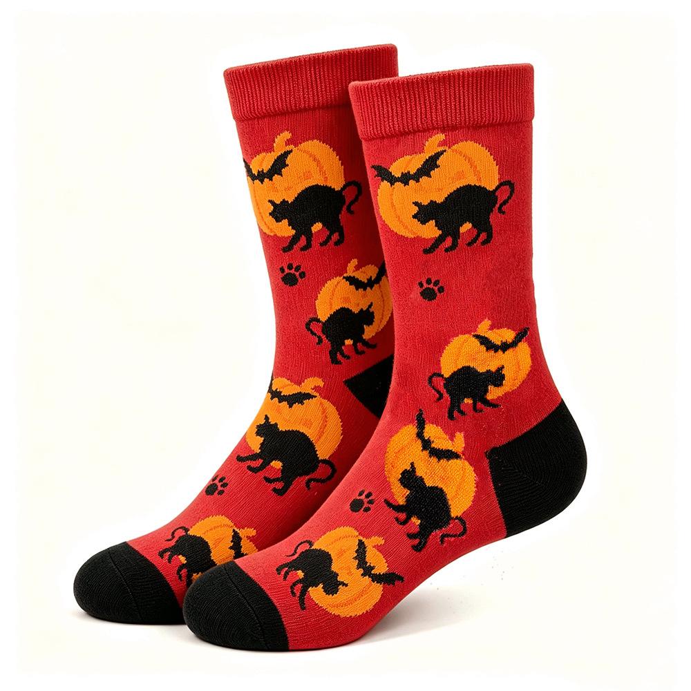 Halloween Men's Women's Autumn Winter New Products Pumpkin Bat Socks Fashionable Comfortable Warm Socks