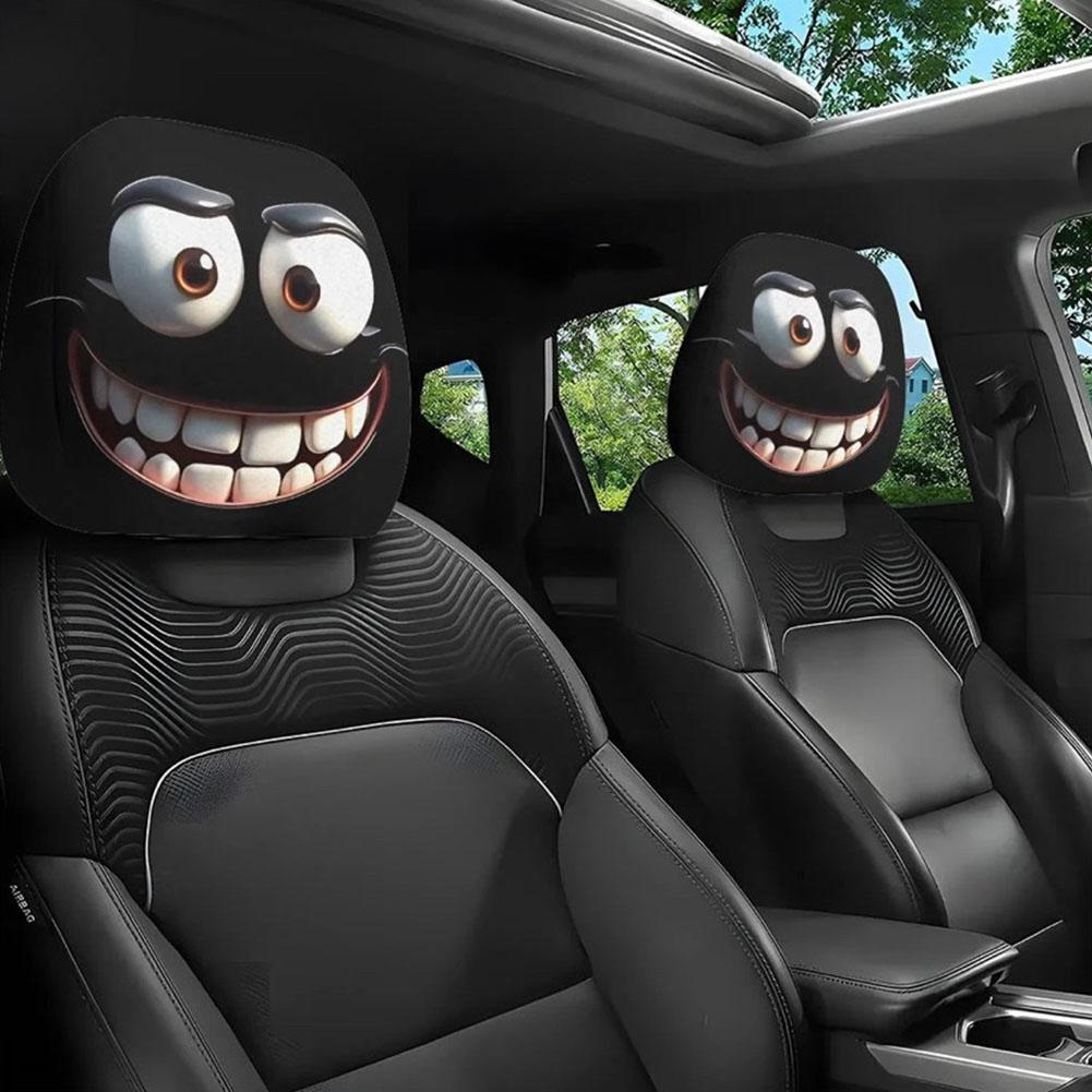 Funny Car Seat Mask Headrest Cover Full Face Car Interior Seats Halloween Decoration Funny Headrest Covers For Cars