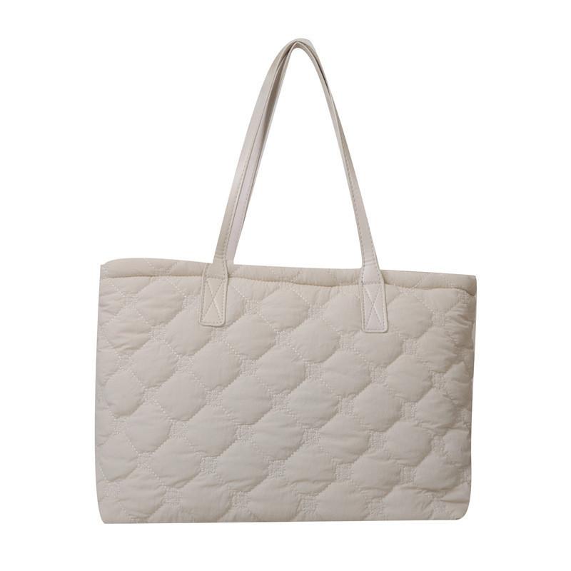 

Модная хлопковая сумка-тоут в уличном стиле для женщин, большой вместимости, с простежкой и застежкой-молнией белый