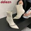 Fashion Fashion Rhinestones Women Ankle Modern Boots Thin Heels Shoes Pointed Toe Ladies Short Boots Zippers Shoes Female Pumps lady