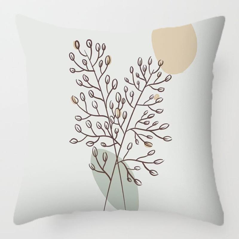 Morandi Abstract Artistic Patterns Throw Pillow Cover with Short Plush Print for Living Room Sofa Decoration Cushion Cover