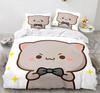 Peach Cat Bedding Quilt Cover Set 3Pcs Bedding Set Goma Cute Cats Duvet Cover Infantil Bedclothes Single Double Queen King Size