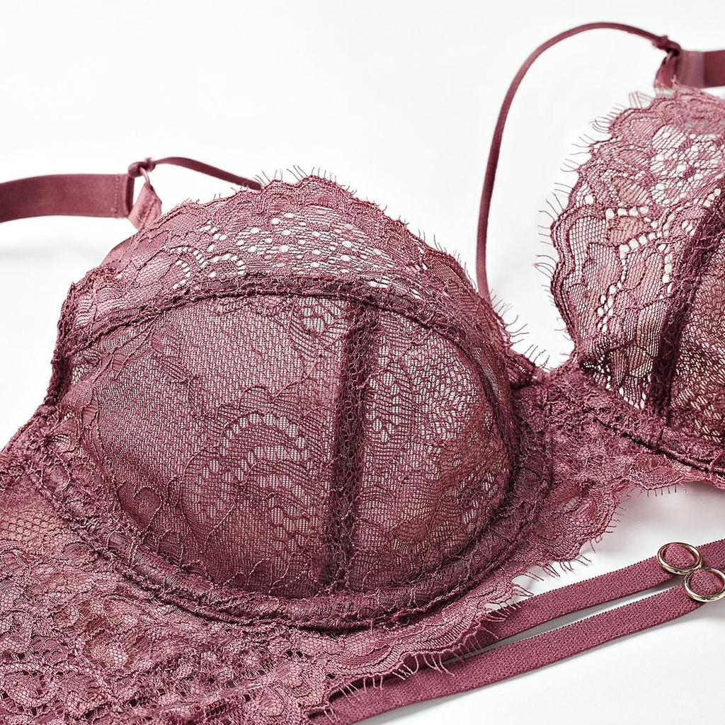 Sexy Ultra-thin Lace Push Up Bra Set Classic Hollow Bandage Women Underwear Transparent Intimates Plus Size Bra and Panties Set