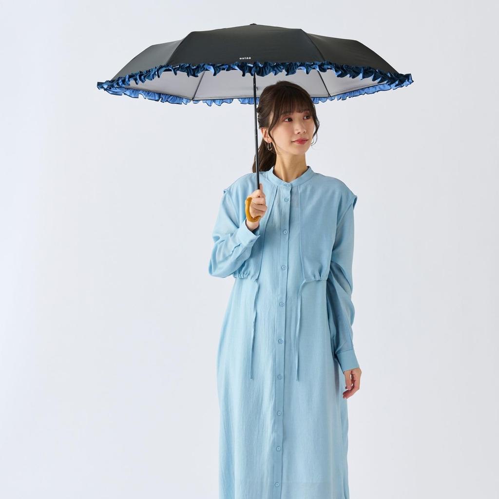 Moonbat Faltbarer Sonnen- und Regenschirm Leicht Hitzeschutz UV Mini Schwarz [Esta] Damen Sonnenschirm, Schutz, Blockierend, Blockierend, Schutz, Rüschen, 31-230-30268-05,