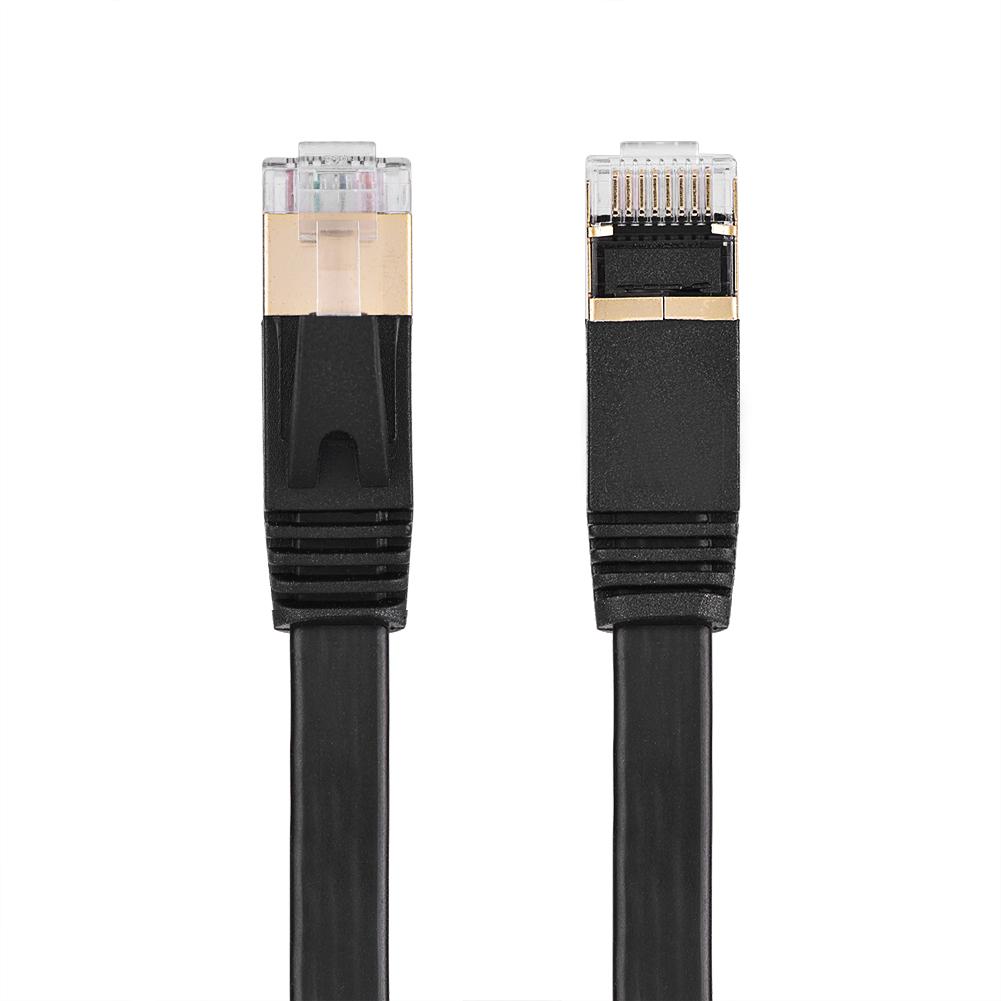 CAT7 RJ45 600MHz Patch Shielded Lan Network Cable Flat Ethernet Cord 15m