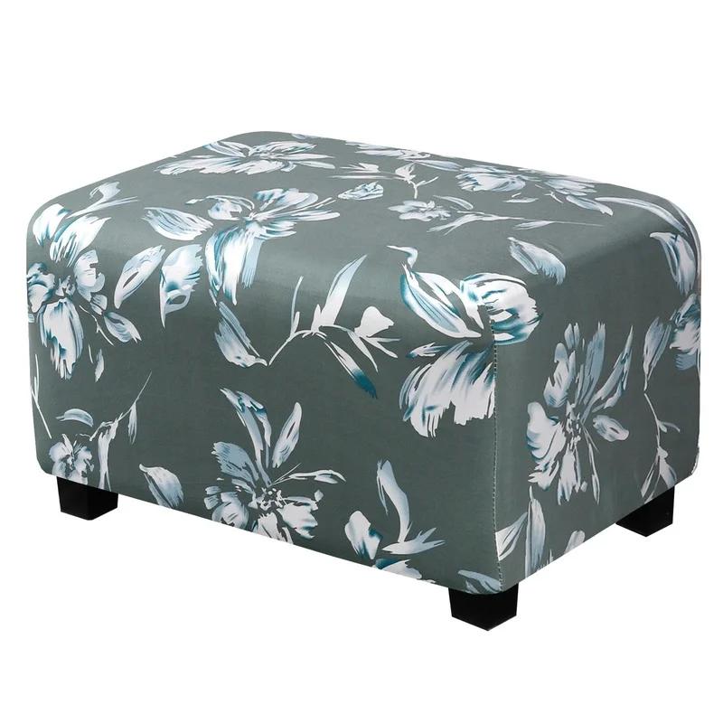 Ottoman Slipcovers Rectangle Super Stretch Footrest Sofa Slipcovers Footstool Protector Covers Feature Soft Thick Bouncy