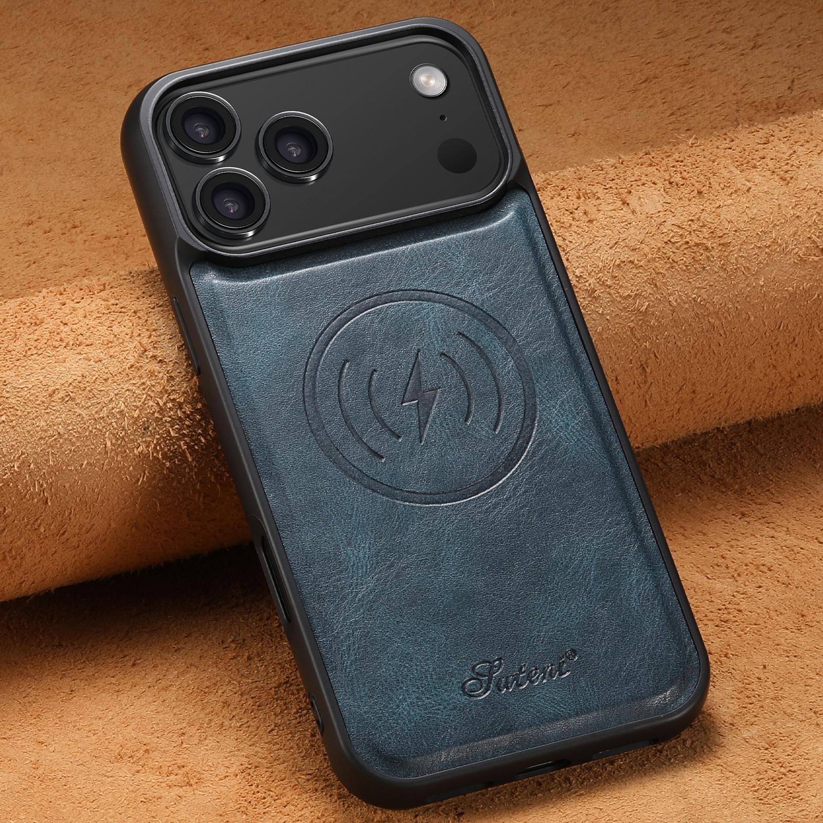 Luxury Faux Leather Oil Wax Phone Case for IPhone 17 Pro Max 16 Plus 15 14 13 12 iPhone17 синий