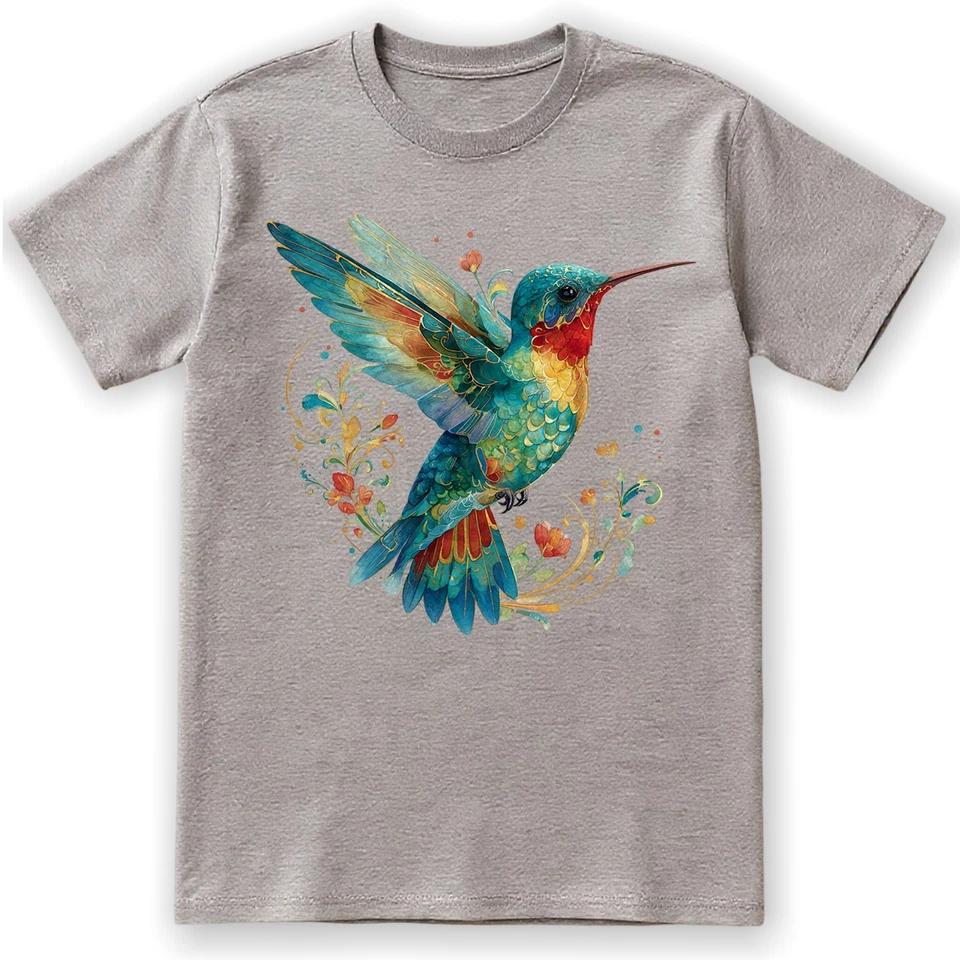 Hummingbird Floral Art Nature Retro Gift Men Women T-Shirt Tee 2 L