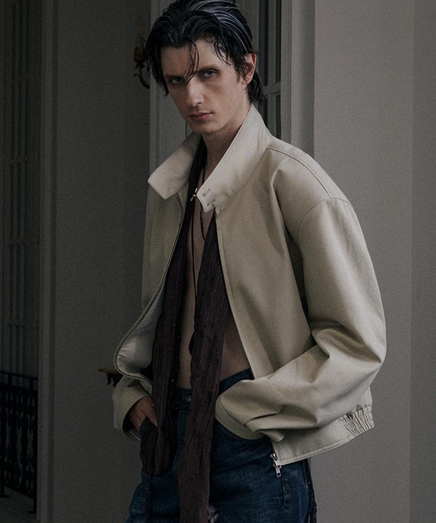 LMOOD Underlay Cotton Harrington Jacket Ash Beige