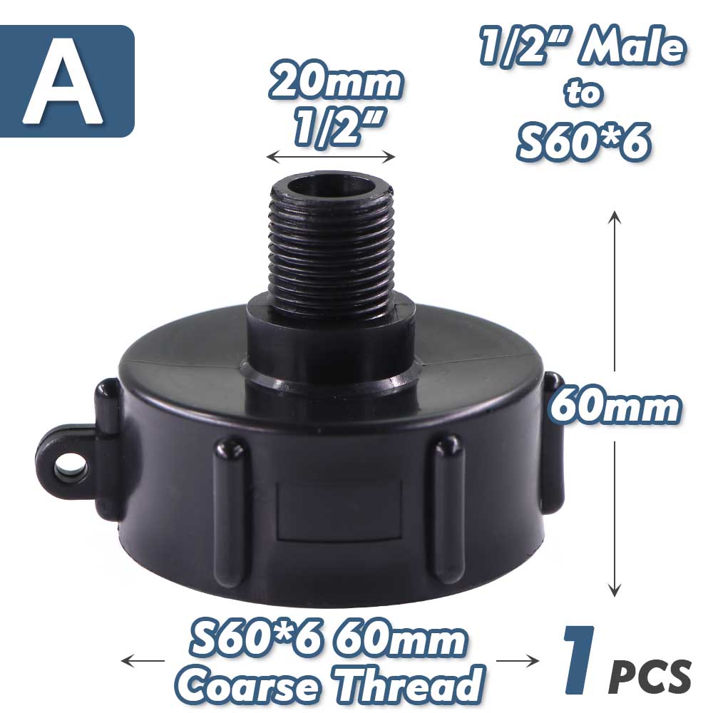 1/2" 3/4" 1" 1.5" 2" 3" 4" IBC Water Tank Conver Adapter Fine X Coarse Thread 1000L Ton Barrel Garden Irrigation Valve Fittings