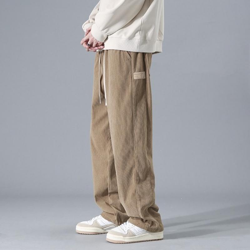 Men's Corduroy Pants: Loose Straight Wide-Leg Sweatpants for Spring & Autumn, Winter Sports Casual Long Trousers