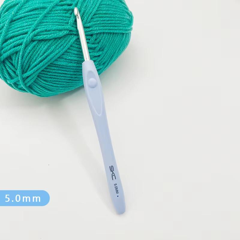 1pc 1.5-6mm Blue Crochet Hook Soft Plastic Handle Aluminum Knitting Needle for Women Adults Kids Children Beginners