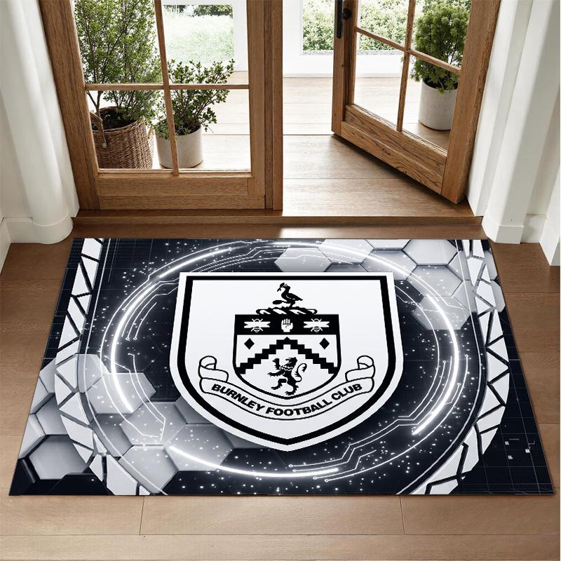 Burnley Football Design Crystal Velvet Rug Soft Decorative Mat for Bedroom Entrance