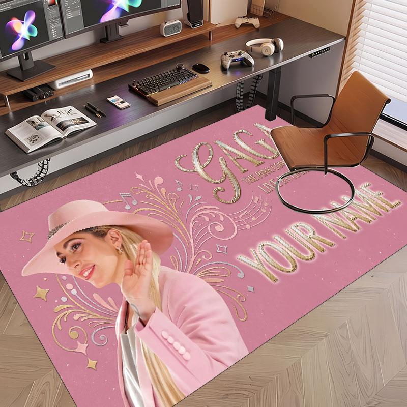 Custom Name Crystal Velvet Rug,Lady Gaga Comfortable Anti Slip Floor Mat For Room Decoration