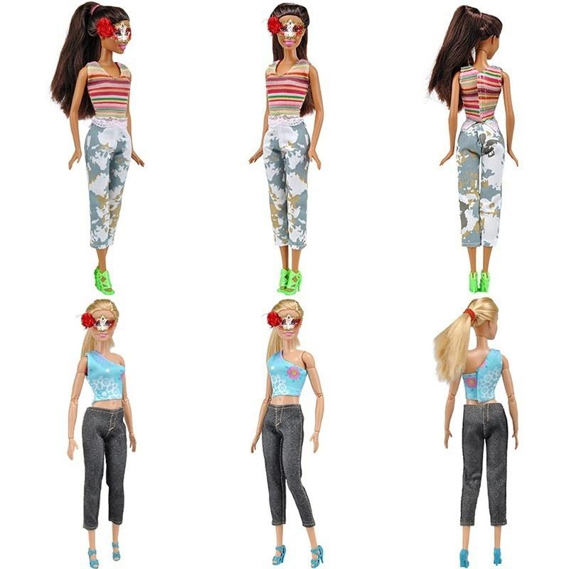 5 Sets Handmade Doll Clothes Tops Blouse Pants Trousers for  Dolls Random