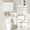 Mobile Toilet with Cabinet and Open Shelf, Space-Saving Washer Top Unit with Metal Legs, for Bathroom and Laundry Room, 64x20x180 cm, White