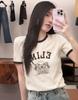 Spring/Summer Women's CE Style Cotton Knit Letter T-Shirt - Short Sleeve, Casual, Versatile.