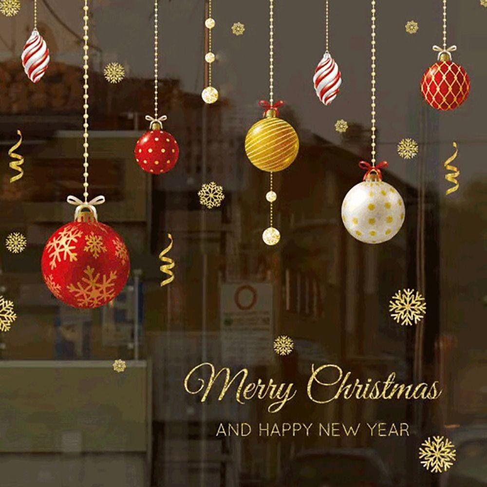 Waterproof Christmas Window Sticker Christmas Balls Holiday Window Decor  Glass Doors