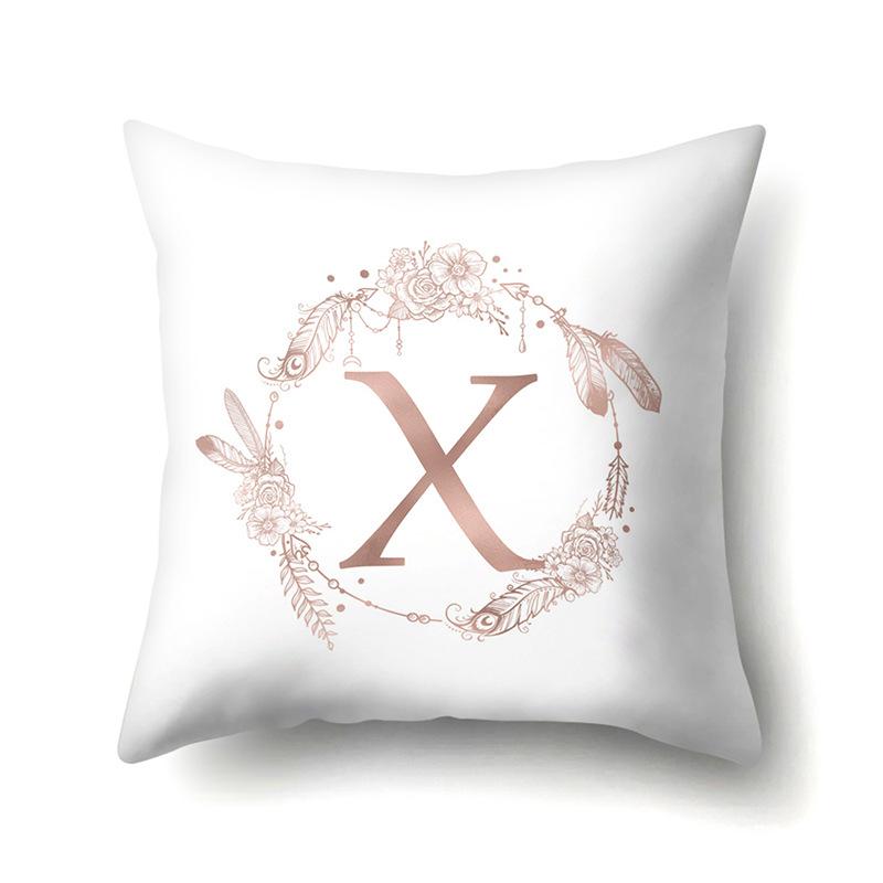 Polyester Pillow Case Home Ins Style Decorative Print Pillow Case 26 English Letter Cushion Cover