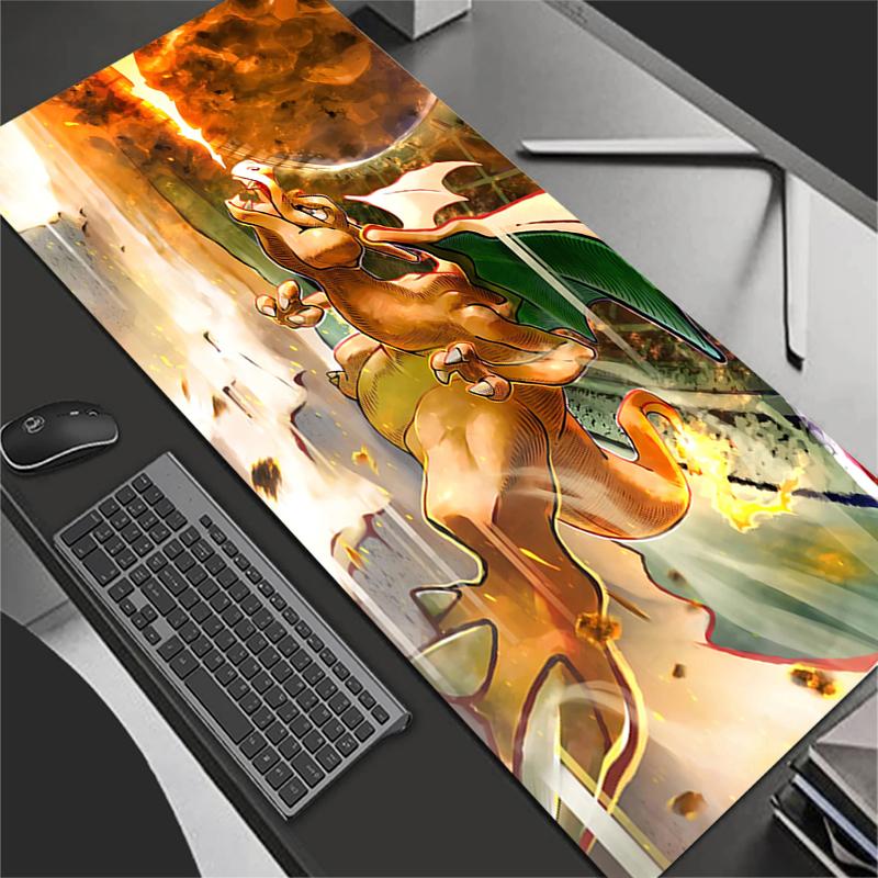 Mouse Pad Anime Gaming Accessories Large Carpet Gamer PC Computer Office Laptop Keyboard Desk Mat P-Pokemons Charizard Mausepad
