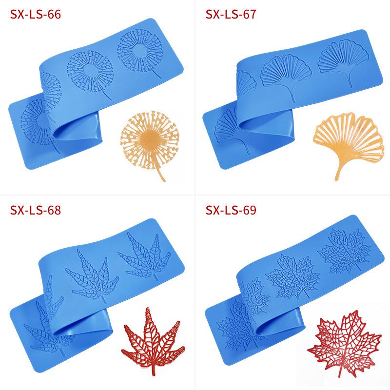 Reusable Silicone Mold for Fondant with Flower Leaf Patterns for Cake Lace Mat DIY Craft Decoration Tool