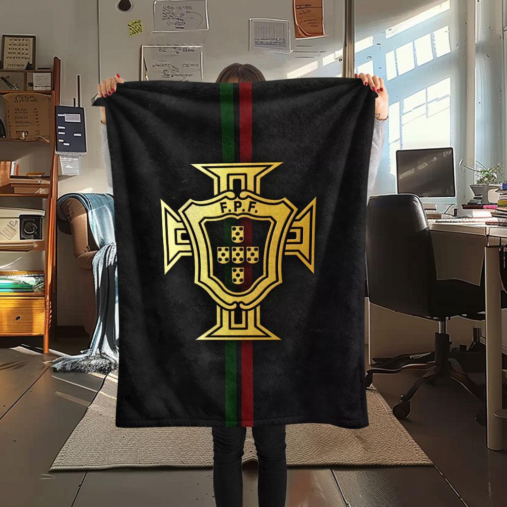 1PC Portugal National Football Team Patterned Flannel Blanket Suitable For All Seasons for Home Decor Warmth and Comfort Gifts Holiday Present