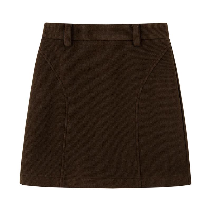 

Lü Qing Yi Women s Woolen A-line Short Skirt - Autumn/Winter Retro Velvet Texture S (In Stock) кофейный