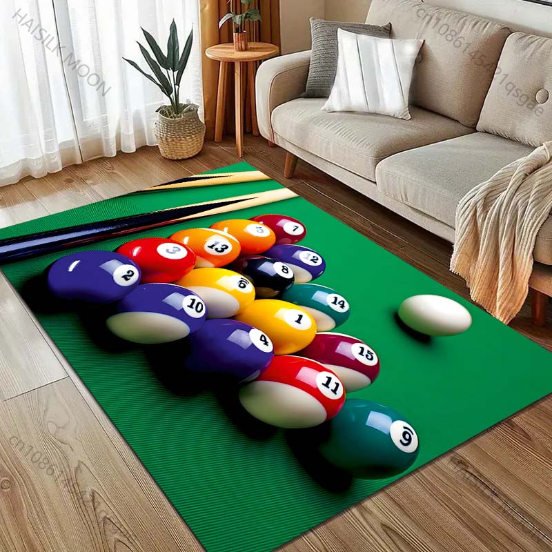 HD Snookered Billiard Balls Print Carpet for Living Room Bedroom Sofa Doormat Decor Sofa Table Area Rug Non-slip Floor Mat