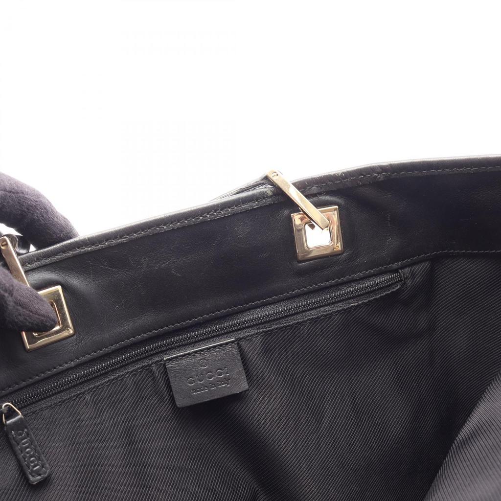 Used GUCCI GG Canvas Tote Bag 0021098 Canvas Leather Beige Black Used Women