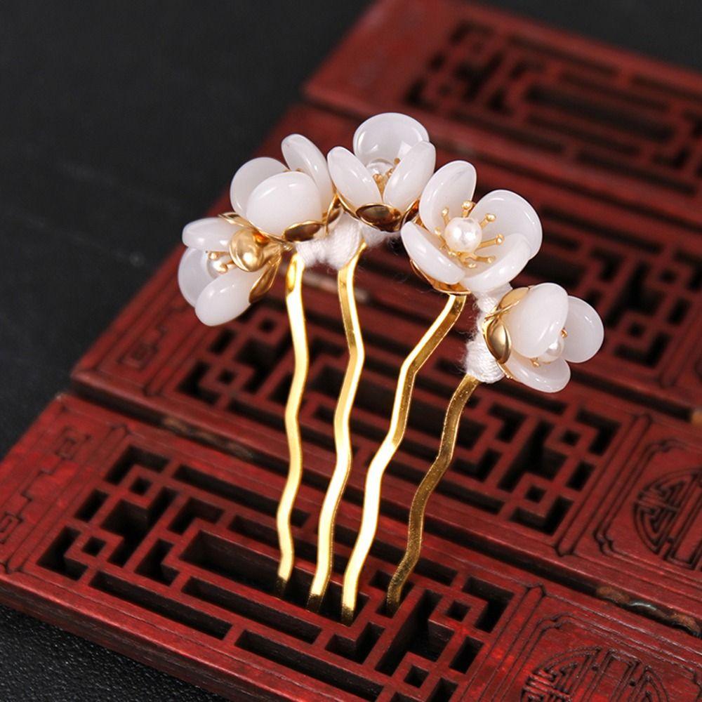 Perle für Frauen Kopfschmuck Scheibe Haarnadel U-Form Haaraccessoires Haargabel Blumen Haarstab