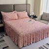 3pcs Twin Tree Pattern Extra Thick Non-Slip Bed Skirt Set with 1 Bed Skirt + 2 Pillowcases (Pillow Inserts Not Included)