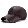 Men's Leather Cap Autumn and Winter PU Leather Solid Color Duckbill Hat, Warm Baseball Cap for Middle-Aged and Elderly, Winter