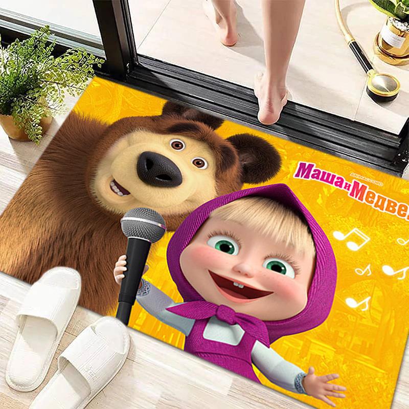 Russian animation Masha and the Bear Fairy Tale Cartoon Carpet Soft Home Living Room Bedroom Door Mat Outdoor Picnic Ground Mat rug T6
