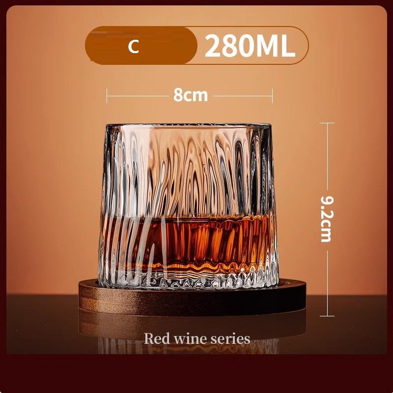 Tumbler Whiskeyglass med Sokkel Krystall Whiskeyglass Roterende Spinnende Vin Cognacglass Kopp Drikkeglass til Bar Hjem